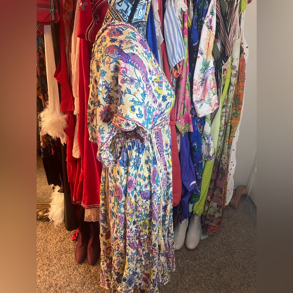Maxi Dress in a floral with birds print.